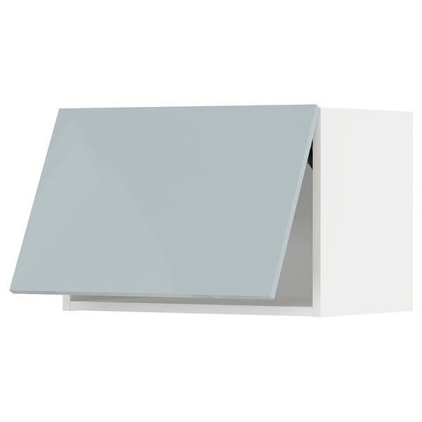 METOD wall cabinet horizontal, white/Kallarp light grey-blue, 60x40 cm