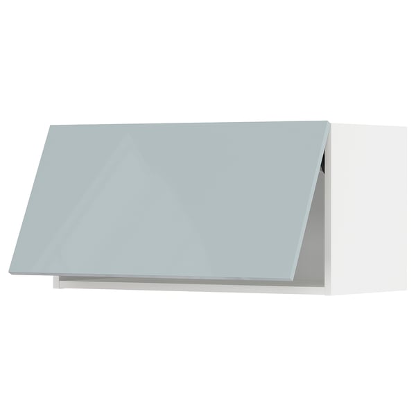 METOD wall cabinet horizontal, white/Kallarp light grey-blue