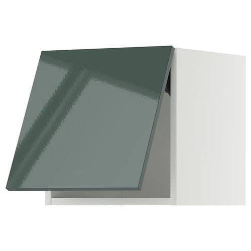 METOD - METOD Wall cabinet horizontal, white/Kallarp high-gloss dark grey-green, 40x40 cm