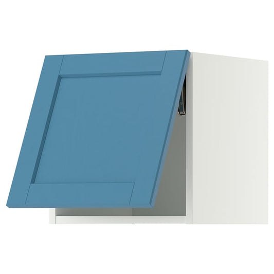 METOD wall cabinet horizontal, white/Lerhyttan blue, 40x40 cm