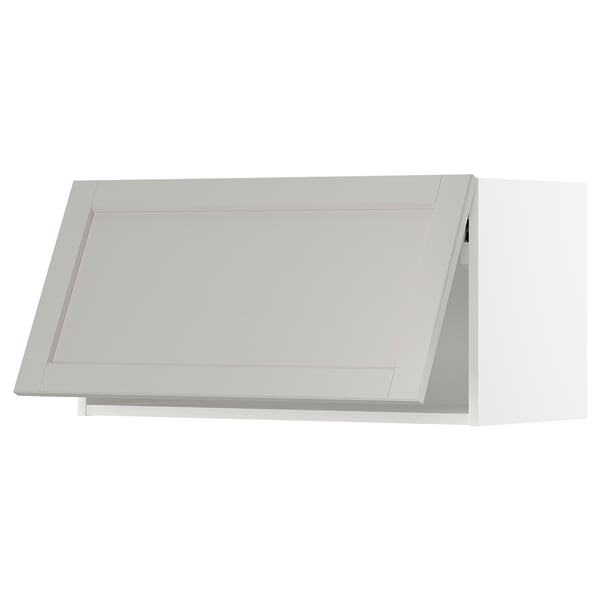 METOD wall cabinet horizontal, white/Lerhyttan light grey, 80x40 cm