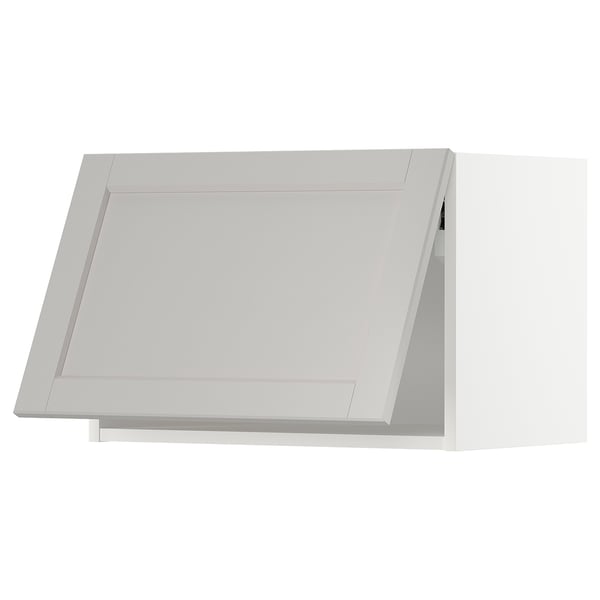 METOD wall cabinet horizontal, white/Lerhyttan light grey, 60x40 cm