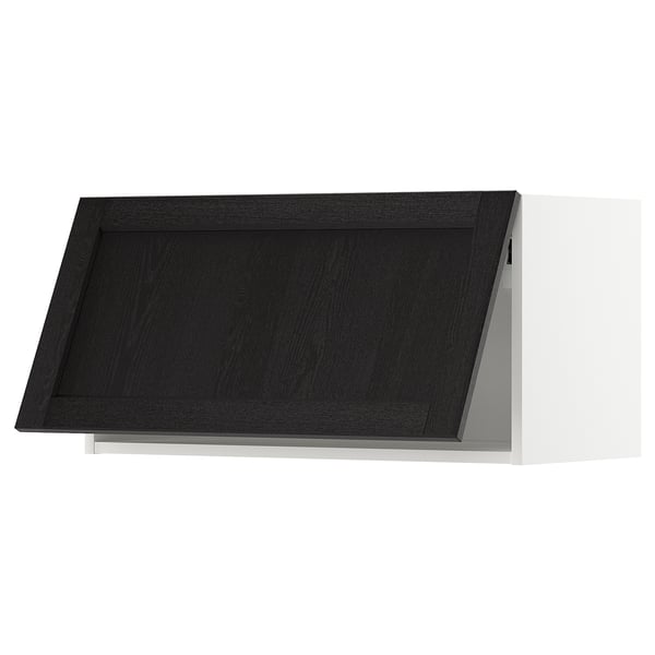 METOD wall cabinet horizontal, white/Lerhyttan black stained, 80x40 cm