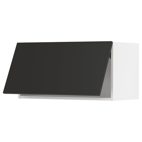 METOD wall cabinet horizontal, white/Nickebo matt anthracite, 80x40 cm