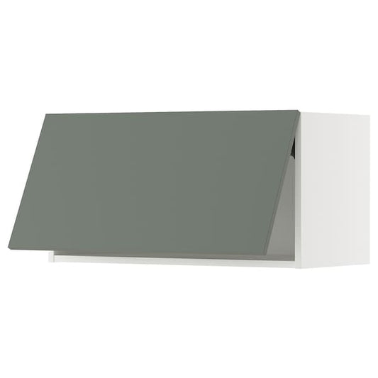 Ikea METOD - Wall cabinet horizontal, white/Nickebo matt grey-green, 80x40 cm