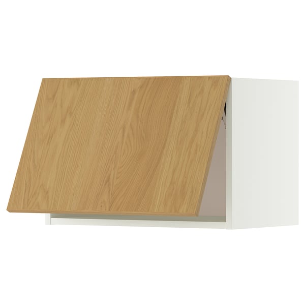 METOD wall cabinet horizontal, white/Sinarp oak veneer, 60x40 cm