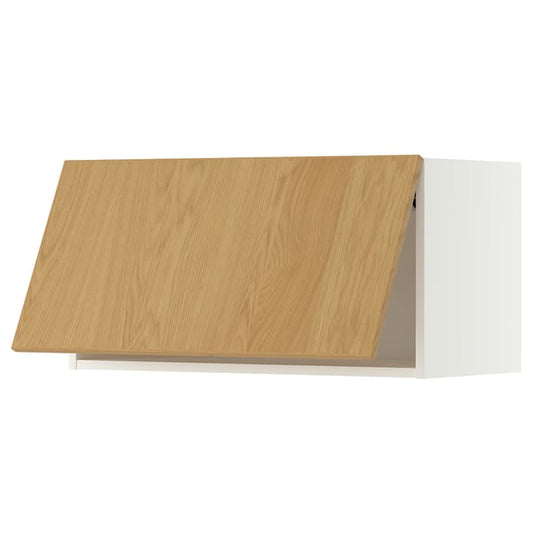 METOD wall cabinet horizontal, white/Sinarp oak veneer, 80x40 cm
