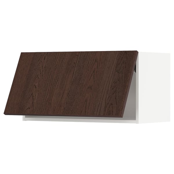 METOD wall cabinet horizontal, white/Sinarp brown, 80x40 cm
