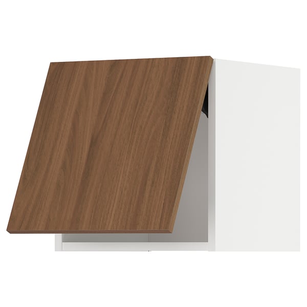 METOD wall cabinet horizontal, white/Tistorp brown walnut effect, 40x40 cm