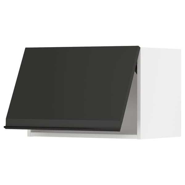METOD wall cabinet horizontal, white/Upplöv matt anthracite, 60x40 cm