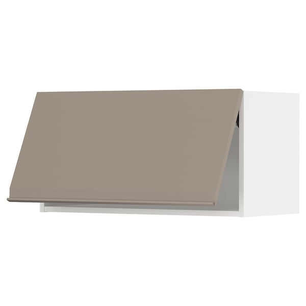 METOD wall cabinet horizontal, white/Upplöv matt dark beige, 80x40 cm