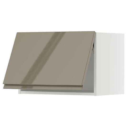 METOD - Wall cabinet horizontal, white/Voxtorp high-gloss dark grey-brown, 60x40 cm