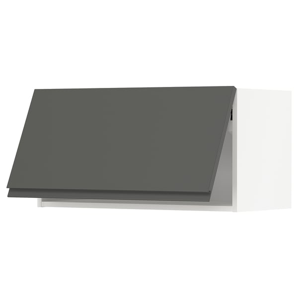 METOD wall cabinet horizontal, white/Voxtorp dark grey, 80x40 cm