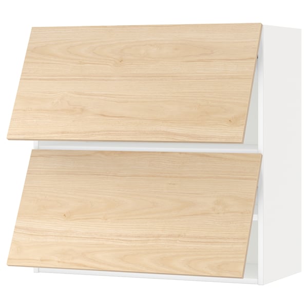 METOD wall cabinet horizontal w 2 doors, white/Askersund light ash effect, 80x80 cm