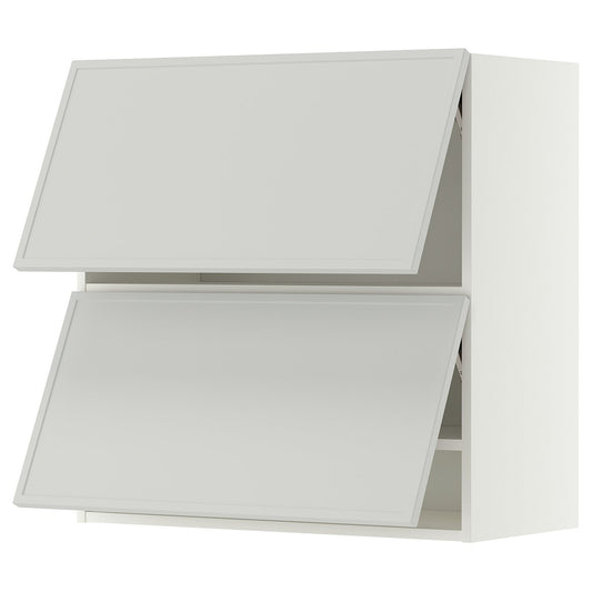 METOD wall cabinet horizontal w 2 doors, white/Aspudden light grey, 80x80 cm