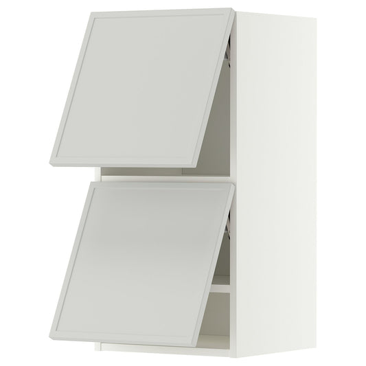 METOD wall cabinet horizontal w 2 doors, white/Aspudden light grey, 40x80 cm