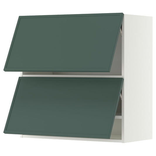 METOD wall cabinet horizontal w 2 doors, white/Aspudden dark grey-green, 80x80 cm