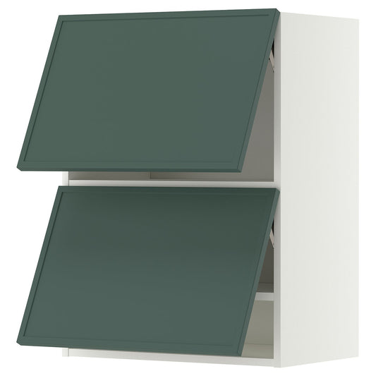 METOD wall cabinet horizontal w 2 doors, white/Aspudden dark grey-green, 60x80 cm