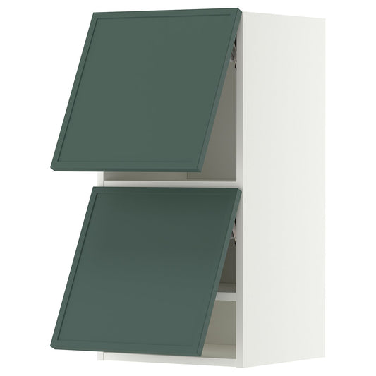 METOD wall cabinet horizontal w 2 doors, white/Aspudden dark grey-green, 40x80 cm