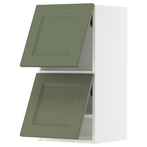 METOD wall cabinet horizontal w 2 doors, white/Axstad grey-green, 40x80 cm