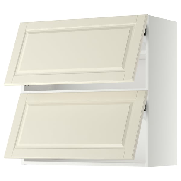 METOD wall cabinet horizontal w 2 doors, white/Bodbyn off-white, 80x80 cm