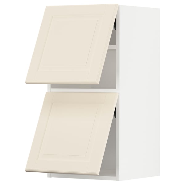 METOD wall cabinet horizontal w 2 doors, white/Bodbyn off-white, 40x80 cm