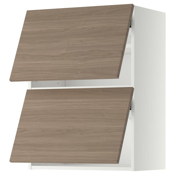 METOD wall cabinet horizontal w 2 doors, white/Brokhult light grey
