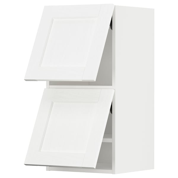 METOD wall cabinet horizontal w 2 doors, white Enköping/white wood effect, 40x80 cm