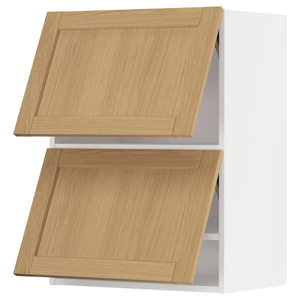 METOD - METOD Wall cabinet horizontal w 2 doors, white/Forsbacka oak, 60x80 cm