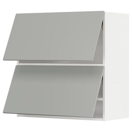 Ikea METOD - Wall cabinet horizontal w 2 doors, white/Havstorp light grey, 80x80 cm