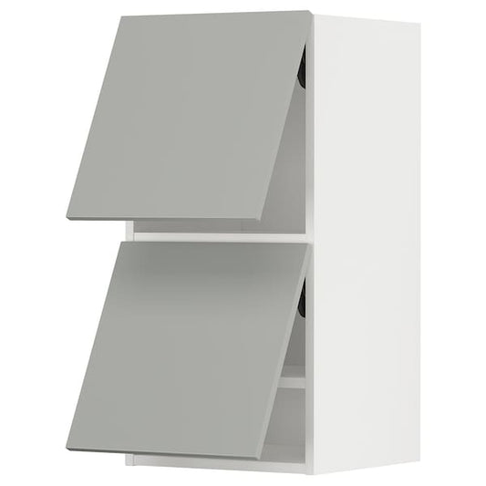 Ikea METOD - Wall cabinet horizontal w 2 doors, white/Havstorp light grey, 40x80 cm