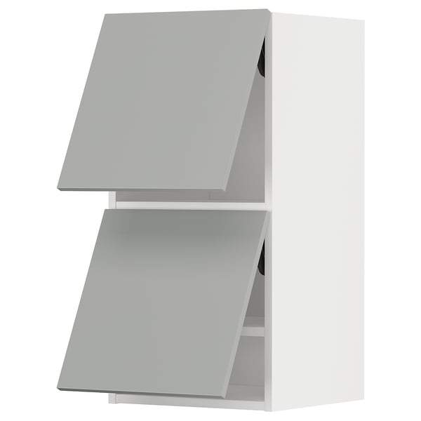 METOD - METOD Wall cabinet horizontal w 2 doors, white/Havstorp light grey, 40x80 cm