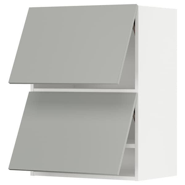 Ikea METOD - Wall cabinet horizontal w 2 doors, white/Havstorp light grey, 60x80 cm