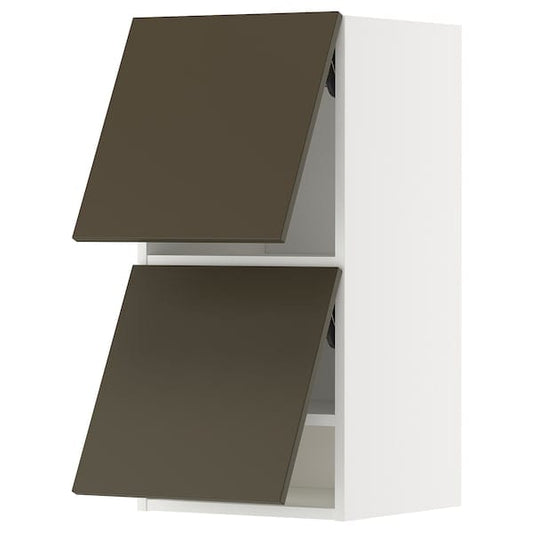 Ikea METOD - Wall cabinet horizontal w 2 doors, white/Havstorp brown-beige, 40x80 cm