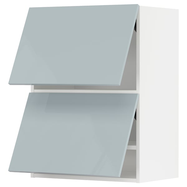 METOD wall cabinet horizontal w 2 doors, white/Kallarp light grey-blue, 60x80 cm