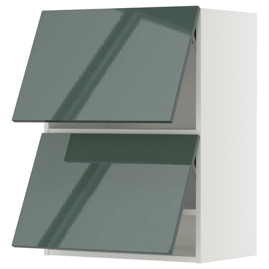 METOD - METOD Wall cabinet horizontal w 2 doors, white/Kallarp high-gloss dark grey-green, 60x80 cm