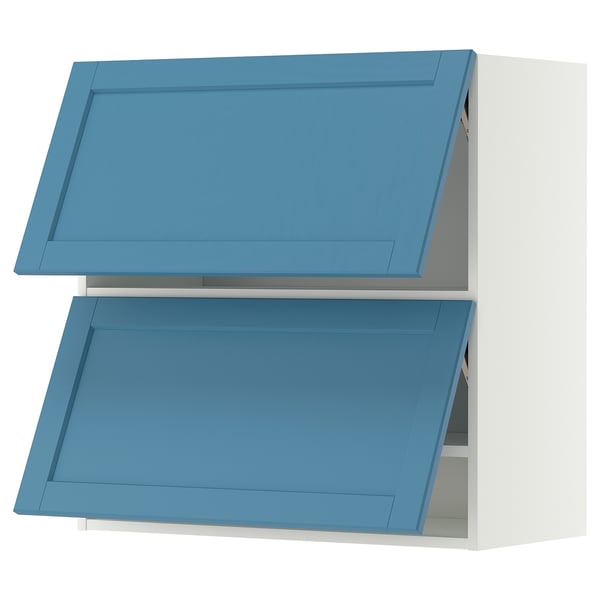 METOD wall cabinet horizontal w 2 doors, white/Lerhyttan blue, 80x80 cm