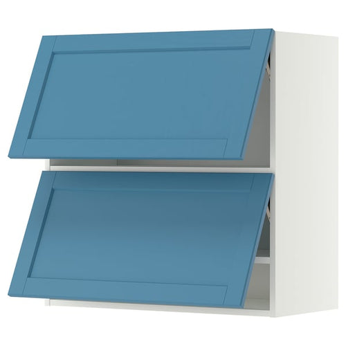 METOD wall cabinet horizontal w 2 doors, white/Lerhyttan blue, 80x80 cm