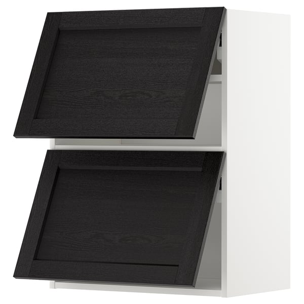 METOD wall cabinet horizontal w 2 doors, white/Lerhyttan black stained, 60x80 cm