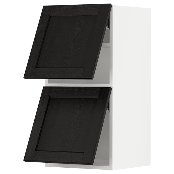 METOD wall cabinet horizontal w 2 doors, white/Lerhyttan black stained, 40x80 cm