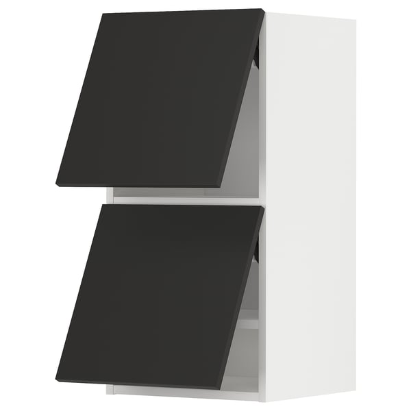 METOD wall cabinet horizontal w 2 doors, white/Nickebo matt anthracite, 40x80 cm