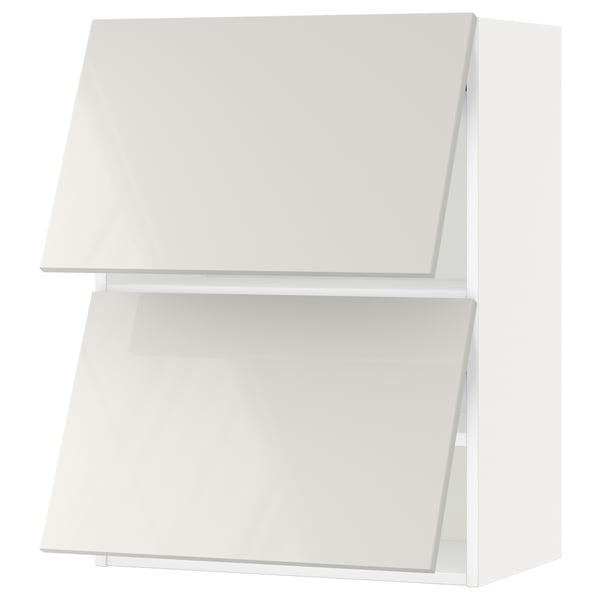 METOD wall cabinet horizontal w 2 doors, white/Ringhult light grey, 60x80 cm