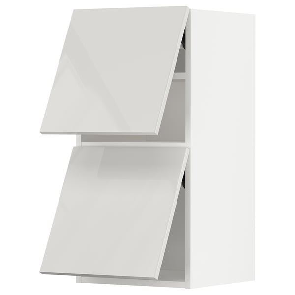 METOD - METOD Wall cabinet horizontal w 2 doors, white/Ringhult light grey, 40x80 cm