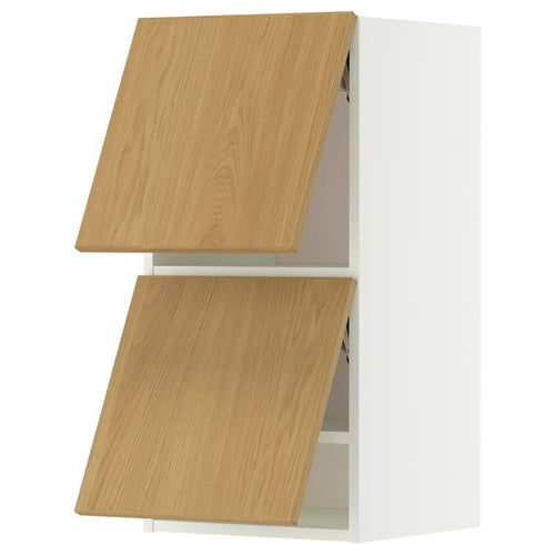 METOD wall cabinet horizontal w 2 doors, white/Sinarp oak veneer, 40x80 cm