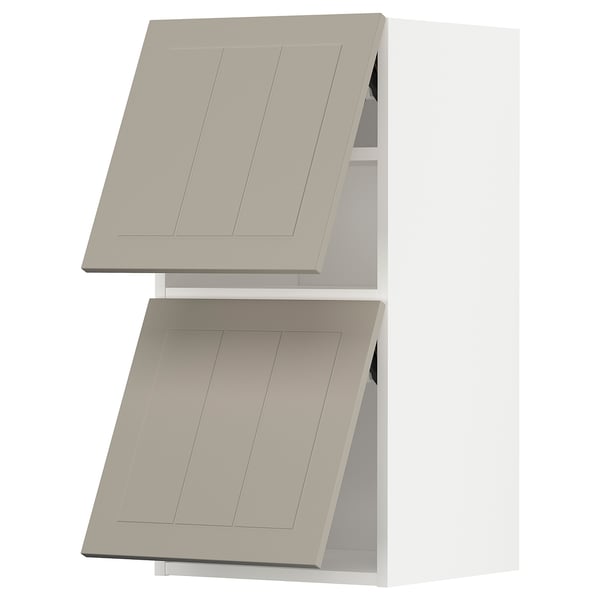 METOD wall cabinet horizontal w 2 doors, white/Stensund beige, 40x80 cm