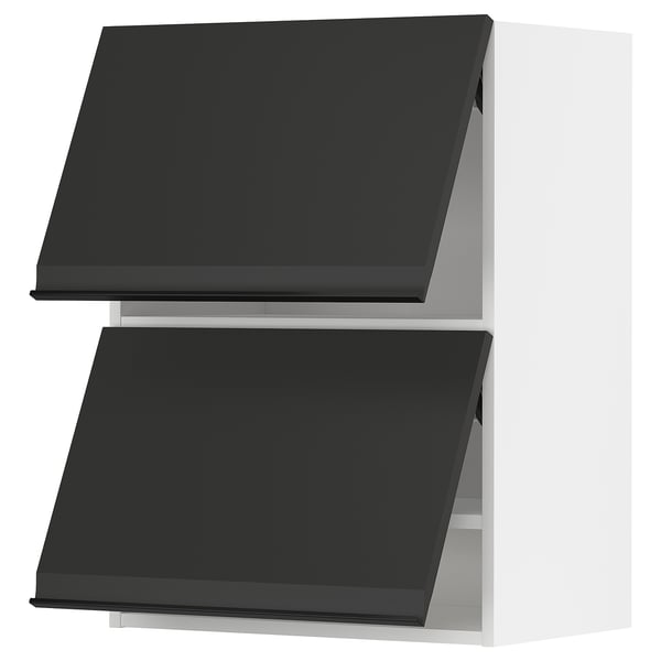 METOD wall cabinet horizontal w 2 doors, white/Upplöv matt anthracite, 60x80 cm
