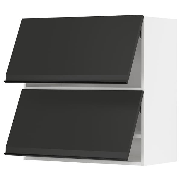 METOD wall cabinet horizontal w 2 doors, white/Upplöv matt anthracite, 80x80 cm