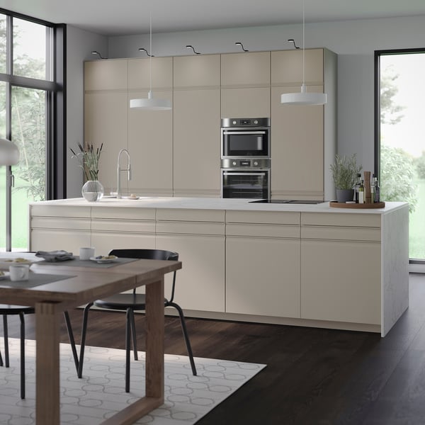 METOD - Wall cabinet horizontal w 2 doors, white/Upplöv matt dark beige, 60x80 cm