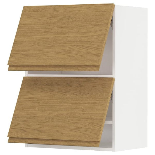 Ikea METOD - Wall cabinet horizontal w 2 doors, white/Voxtorp oak effect, 60x80 cm