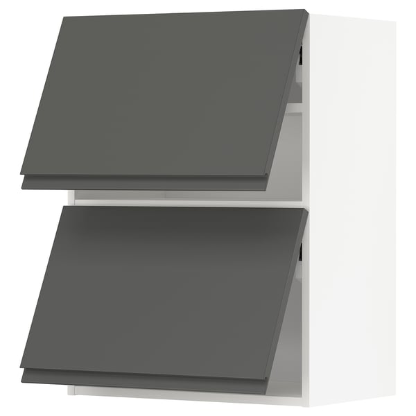 METOD - Wall cabinet horizontal w 2 doors, white/Voxtorp dark grey, 60x80 cm